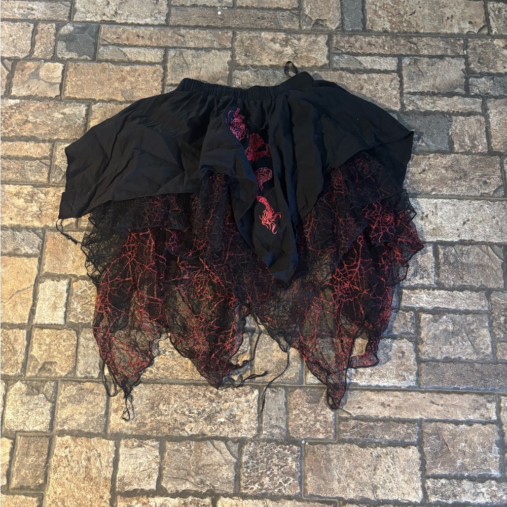 Punk Rave Black and Red Lace Skirt